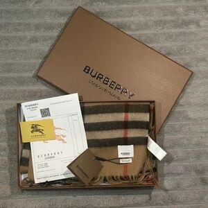 Burberry Beige and Red Checkered Scarf